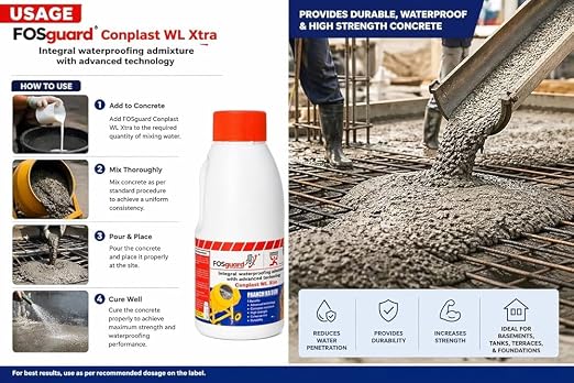 Fosroc Conplast WL Xtra | Waterproofing Liquid for Concrete and Plaster
