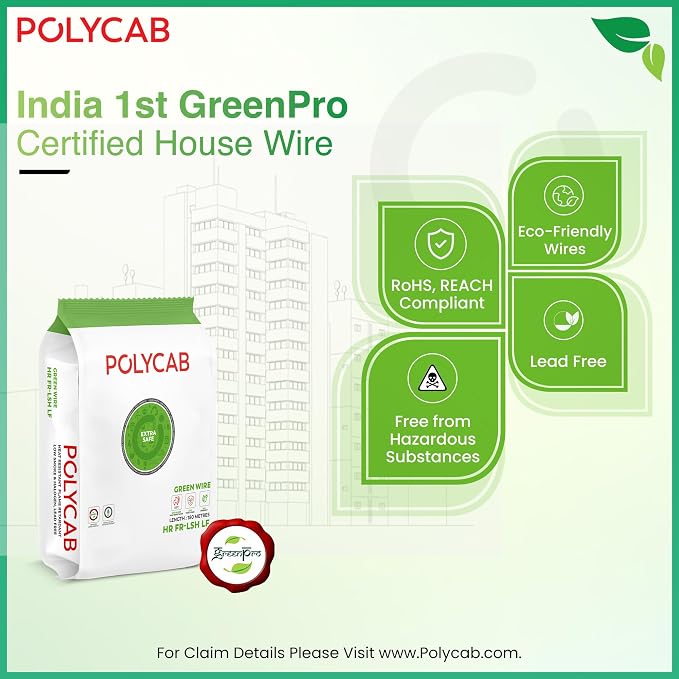 Polycab Green Wire HR FR-LSH LF Wires 180 Mtrs - Buildenza